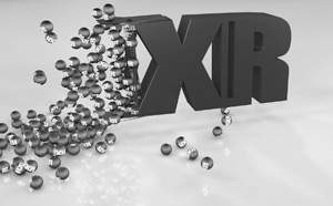 Imagen de animación con esferas del logo de HXR