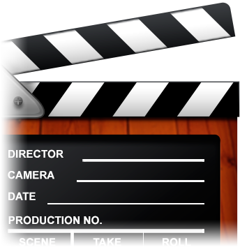 Claqueta de productora audiovisual en plena grabación